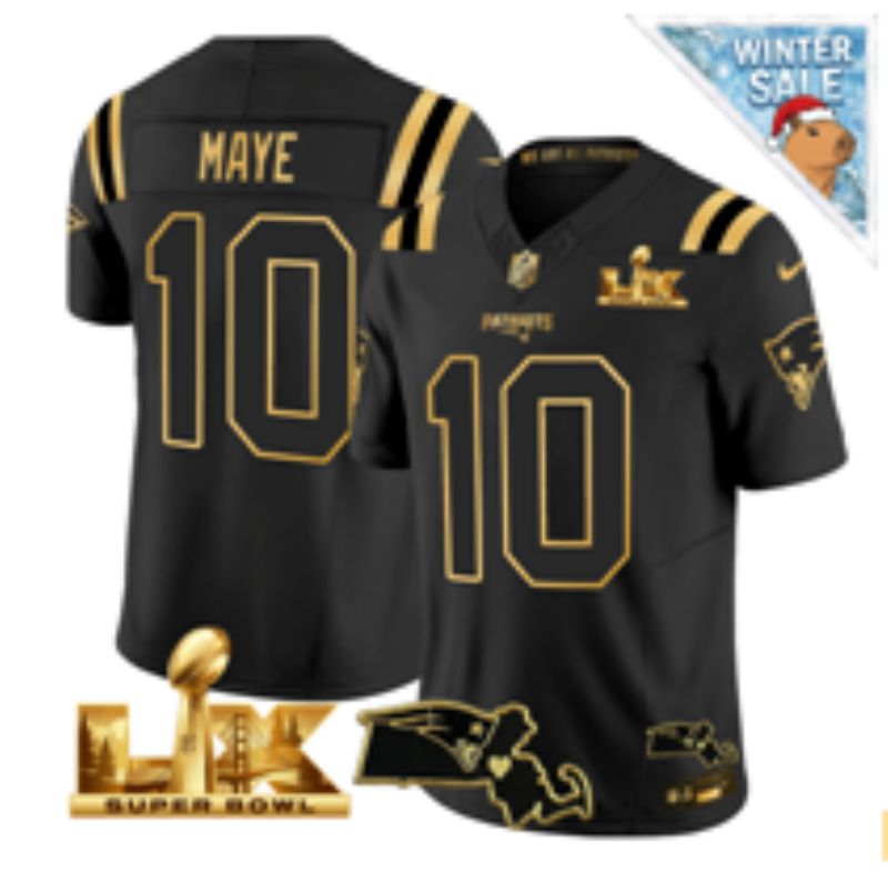 Men 2026 New England Patriots #10 Maye Black Super Bowl Nike Limited NFL Jersey style 05->new england patriots->NFL Jersey